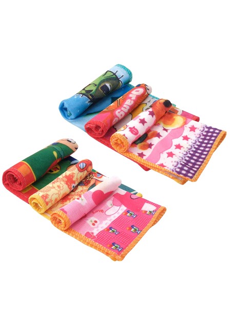 VOILA Set of 6 Multipurpose Cartoon Printed Towel Perfect for Daily Use Hand Face Towel and Cleaning